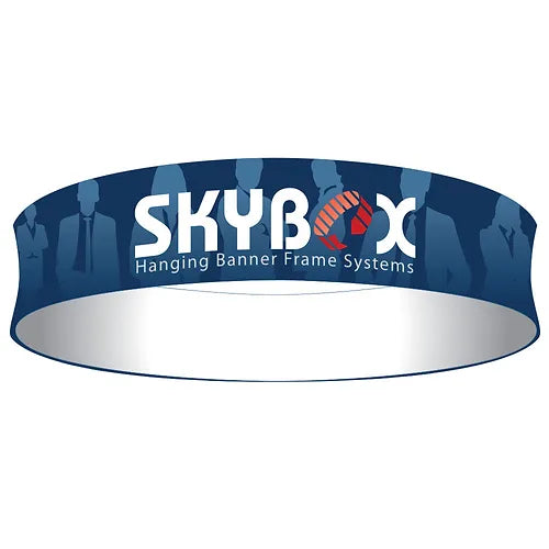 15ft round trade show hanging sign overhead circular fabric display banner with rigging hardware and travel bag