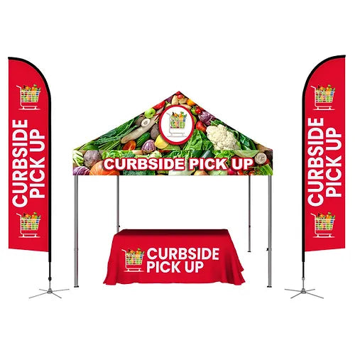 10x10 Custom Canopy Tent, Feather Flags & Tablecloth Showcase Package B