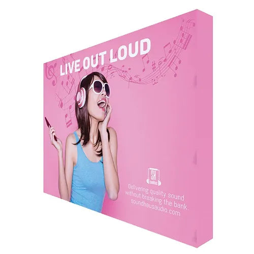 One Choice 10ft fabric pop up trade show backdrop display with pre attached graphic and travel bag