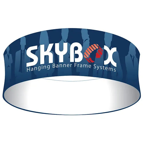 10ft round trade show hanging sign overhead circular fabric display banner with rigging hardware and travel bag