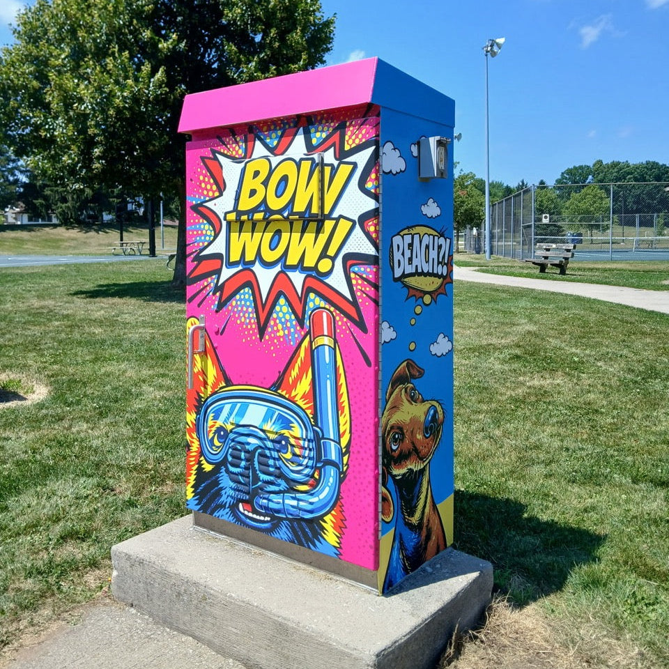 Custom Printed Smooth Surface Graphics on a traffic signal boxes across the city of Stow, OH