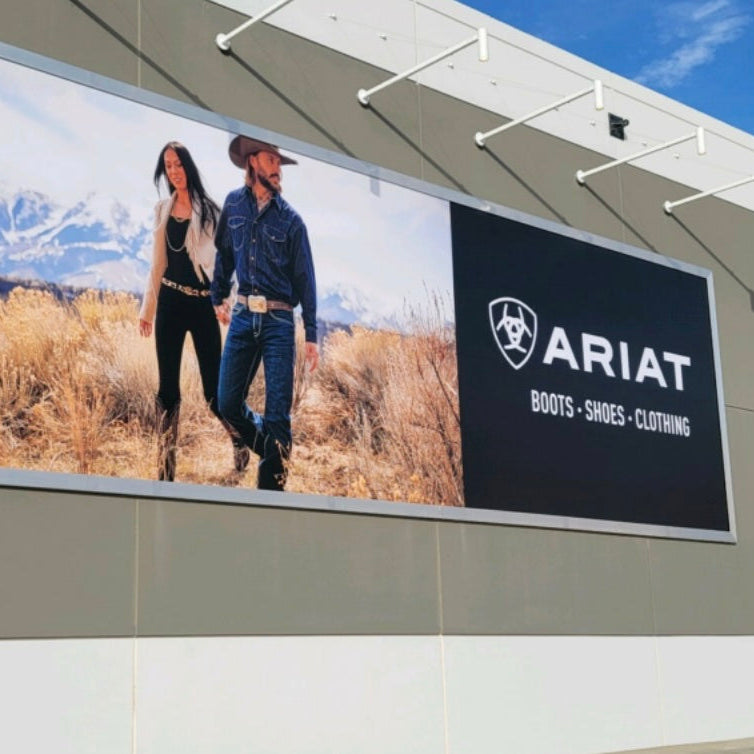 Outdoor weather-resistant banner frame rated for high wind loads. Cleveland, OH, Boston, MA, New York, NY, Los Angelas, CA, Dallas TX, Orlando, FL, Chicago, IL
