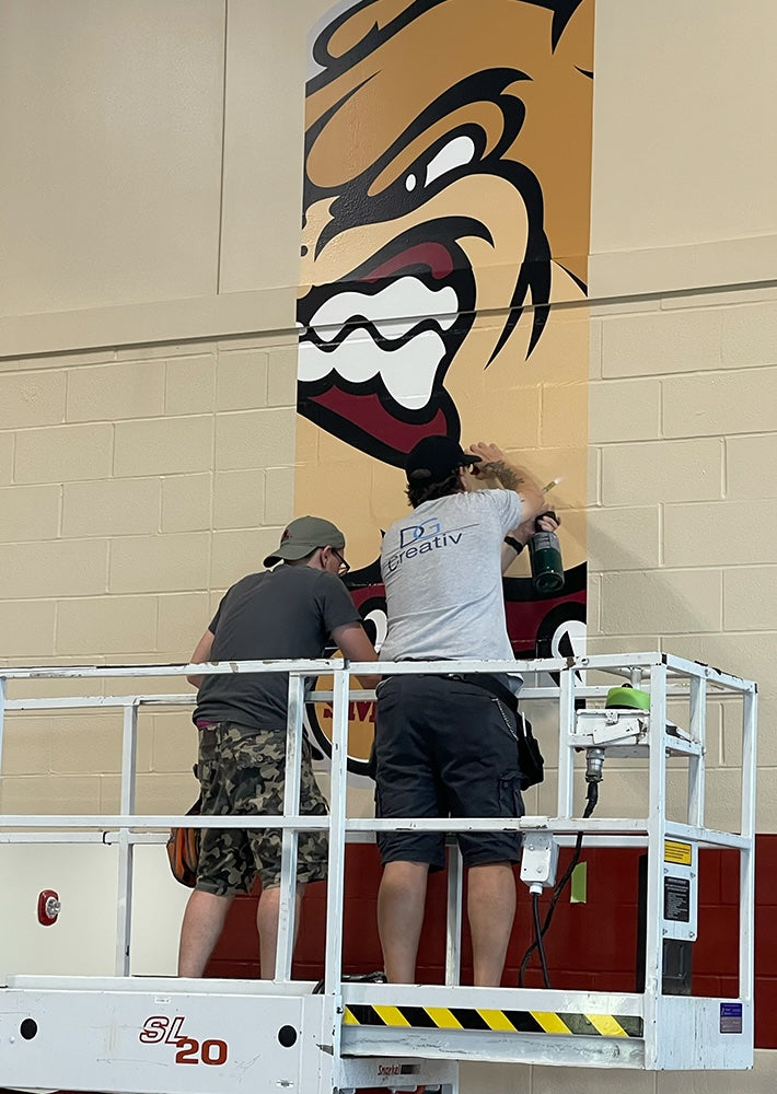 Brick and textured wall graphics installed at Stow Munroe Falls High School- Stow, OH