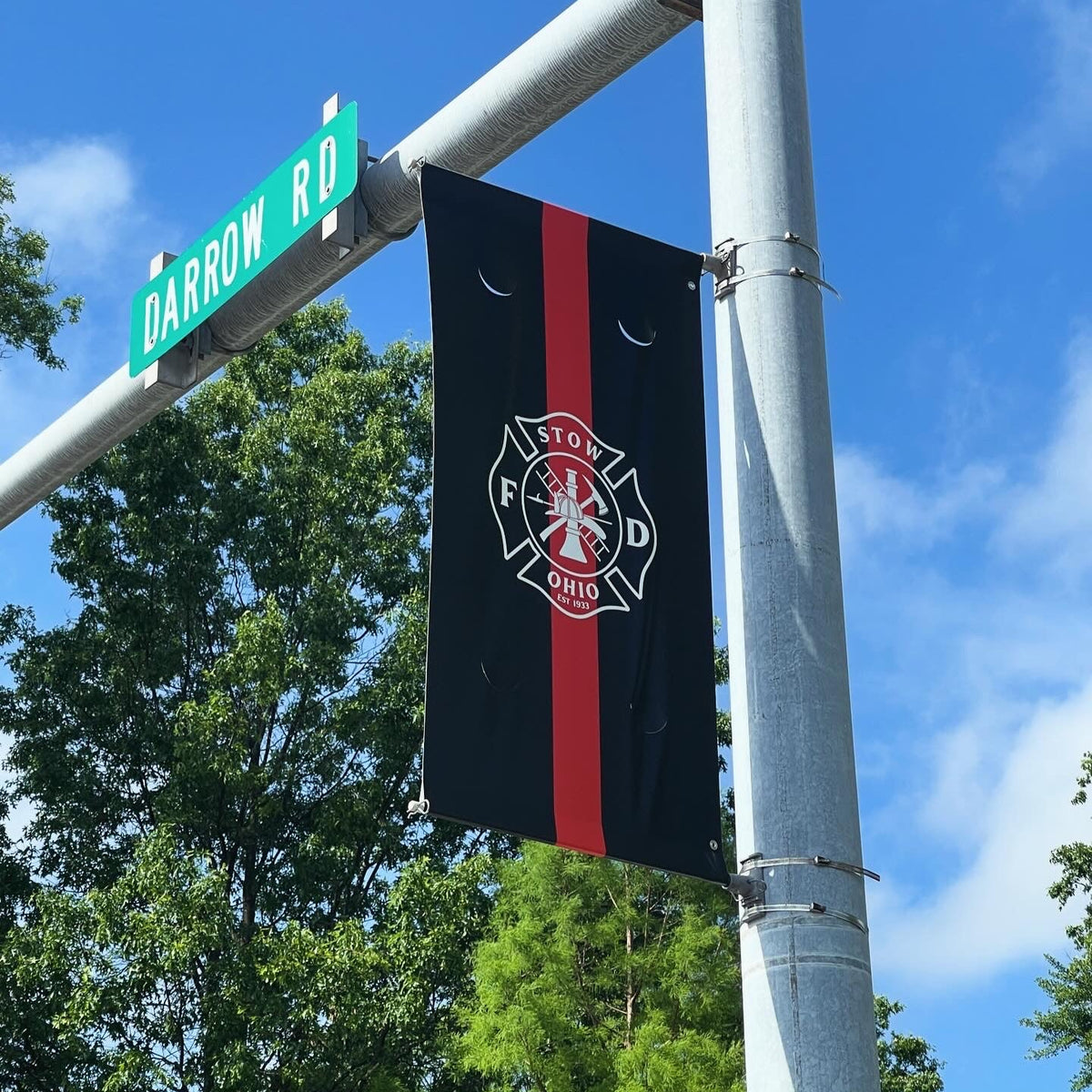 18oz double-sided print Street pole banner with hardware and wind-slits