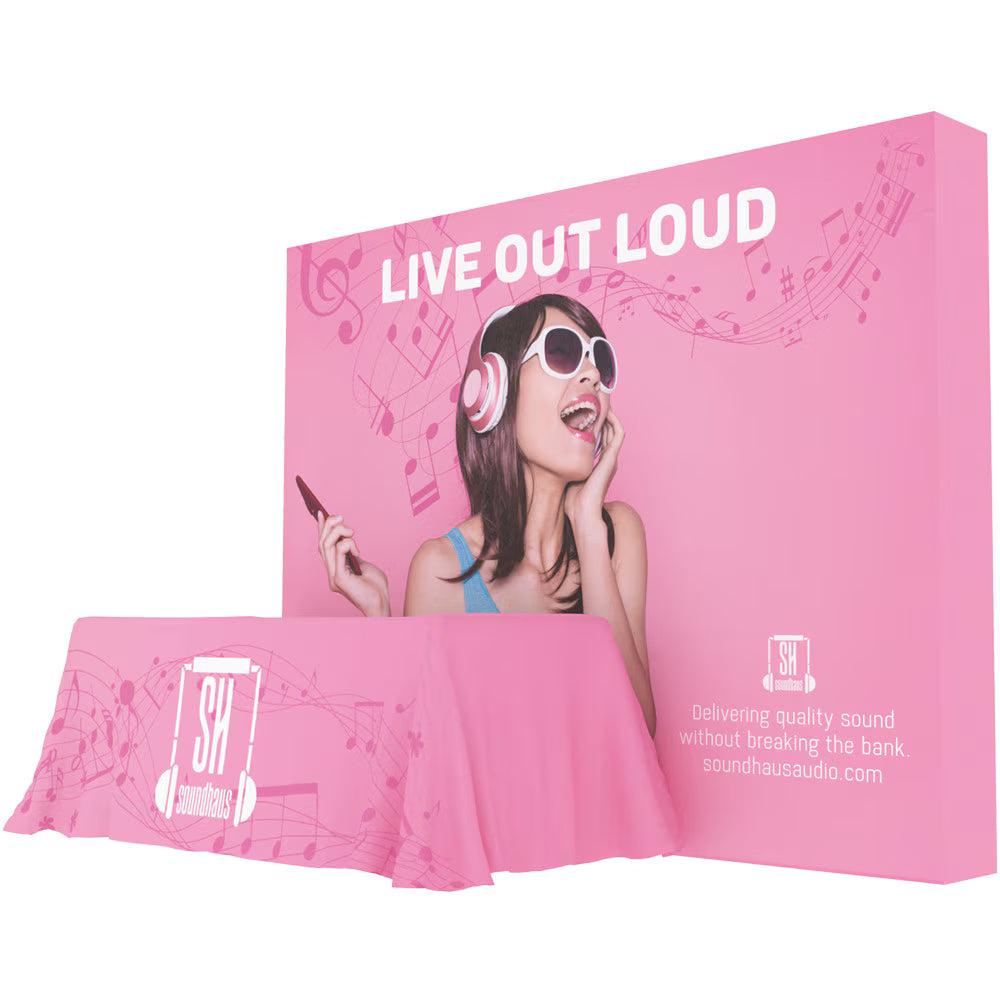 One Choice Custom Printed Backdrop with endcaps and table throw In Cleveland, OH, Akron, OH, Canton, OH, Kent, OH, Solon, OH, Twinsburg, OH, Hudson, OH, Cuyahoga Falls, OH, Strongsville, OH, Medina, OH, Mentor, Oh, Parma, OH, Columbus, OH, Cincinnati, OH, Las Vegas, NV, Orlando, FL, Chicago, IL, Atlanta, OH, Dallas, TX, New York, NY, Los Angeles, CA,Nashville, TN