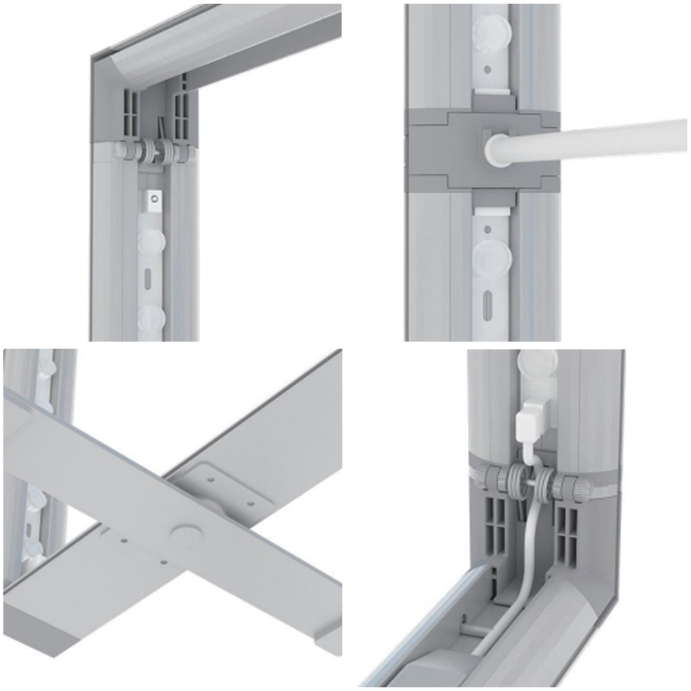 Demonstration of the tool-free pop-up frame mechanism collapsing flat for easy transport.