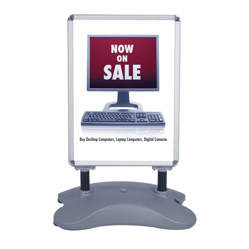 Outdoor water base snap frame sidewalk sign double sided wind resistant pavement poster display with wheels