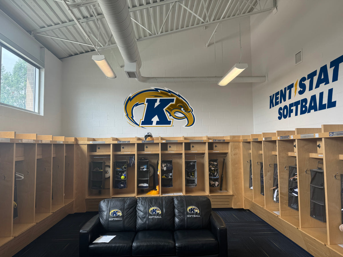 Kent State University Softball Locker Room die-cut BrickWrap sticker Graphics. In Kent, OH