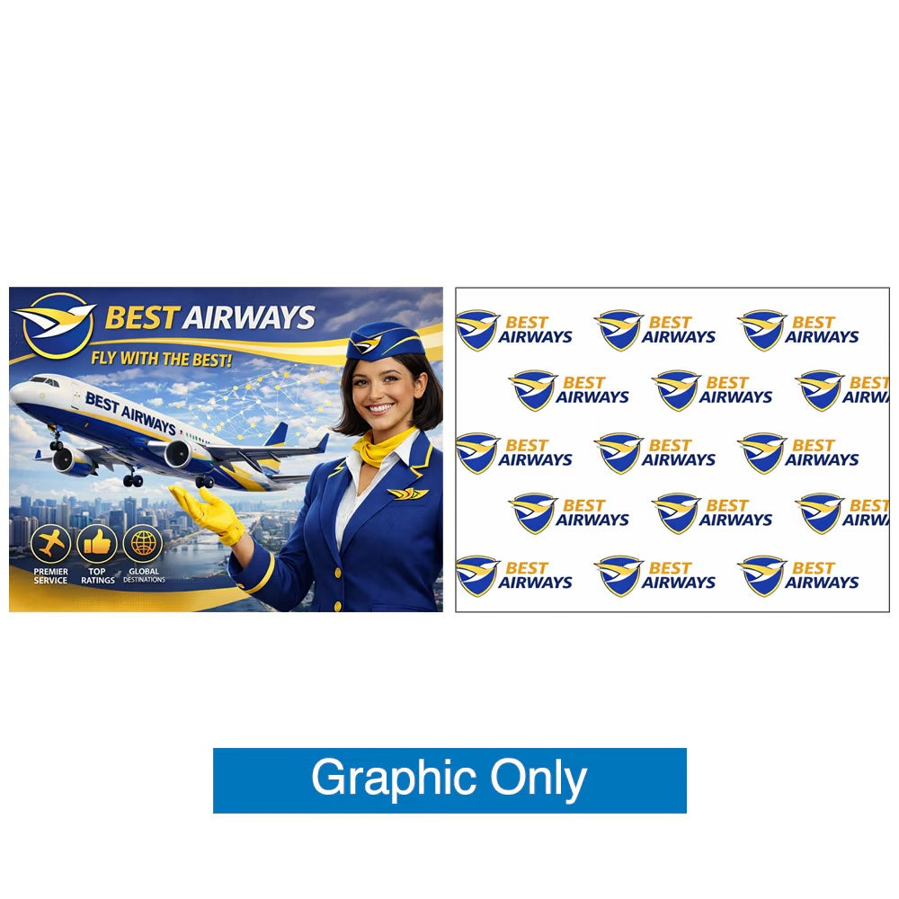 Replacement 10ft double-sided stretch fabric graphic print for 360-degree branding on the EZ Stand Flight backdrop.