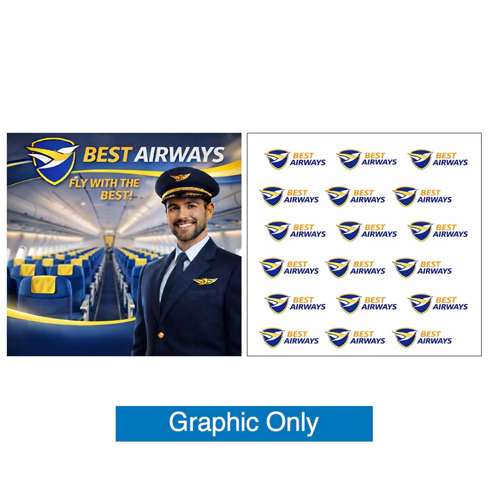 Replacement 8ft double-sided fabric graphic print offering dual-sided visibility for trade show marketing.