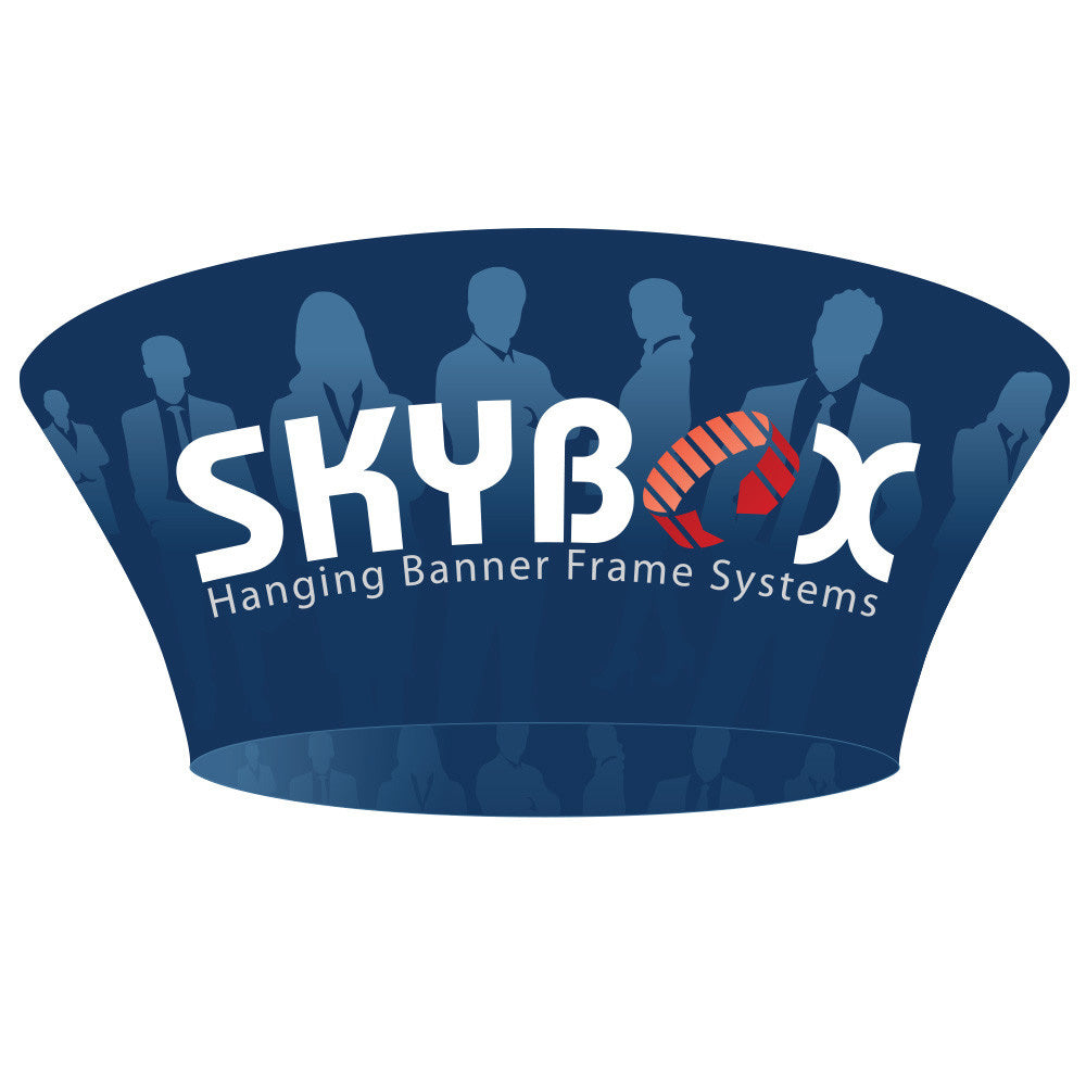 10ft round tapered skybox fabric hanging banner trade show overhead ceiling sign 10x42 cone display with rigging hardware