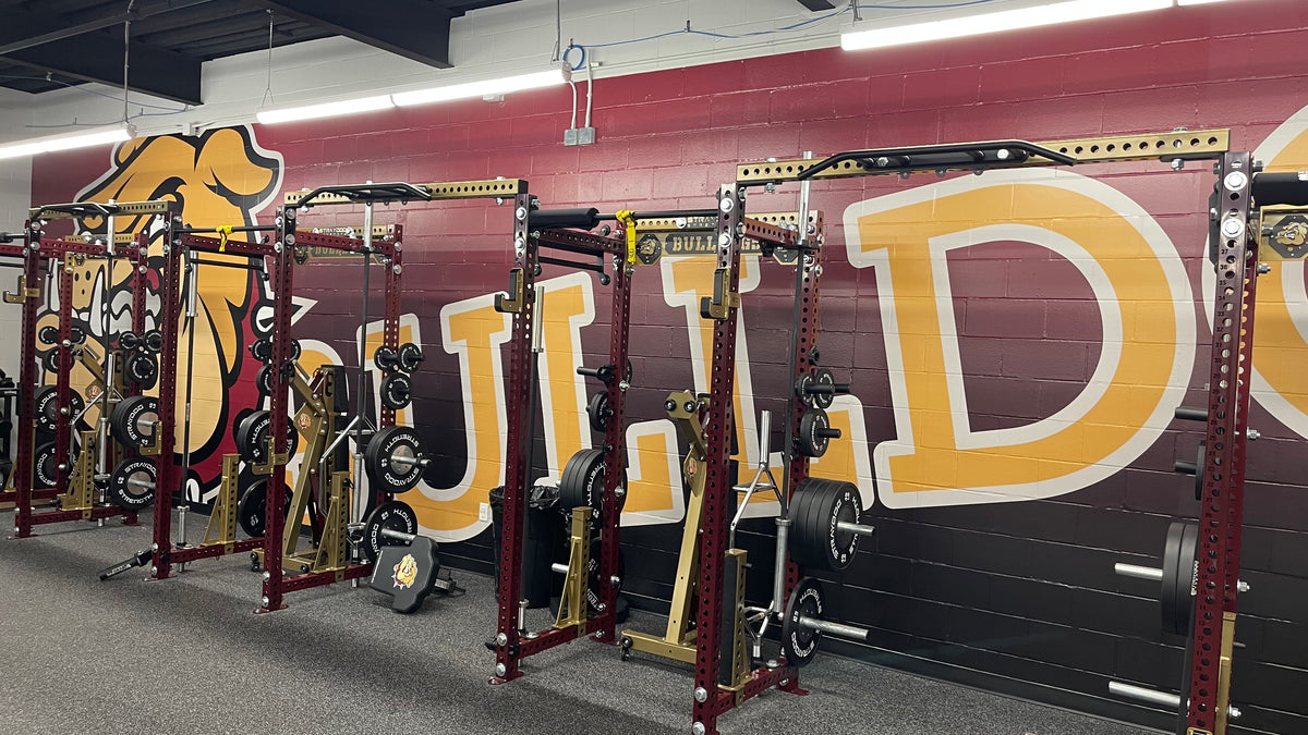 Stow-Munroe Falls High School Field House BrickWrap sticker printed graphics for school weight room. In Stow, OH