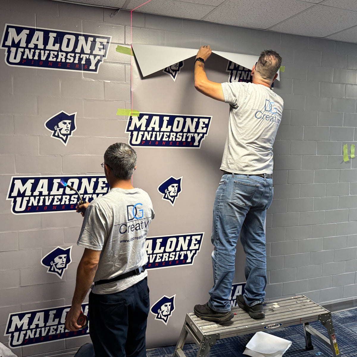 Indoor BrickWrap and Textured Wall Sticker Graphics with installation at Malone University in Canton, Ohio