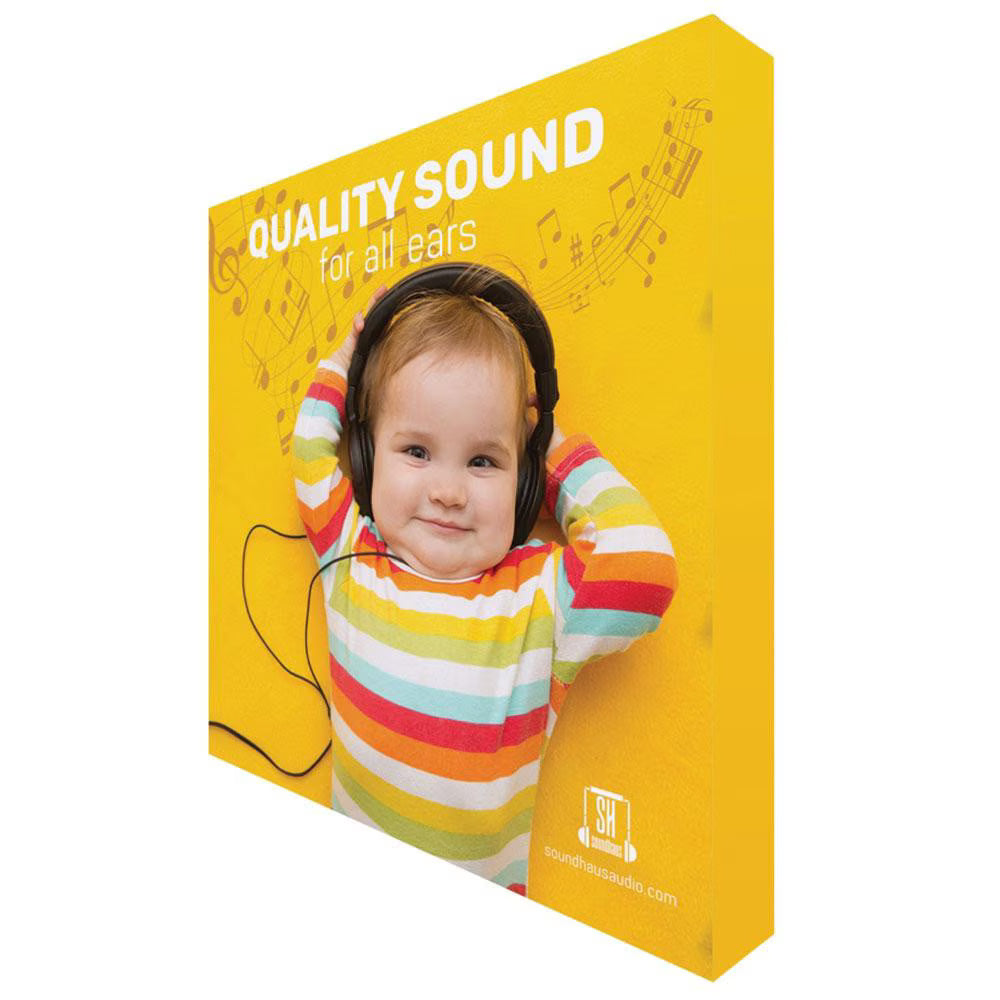 One Choice 8 ft fabric pop-up display set up as a trade show backdrop with full-colour dye-sublimated stretch graphic