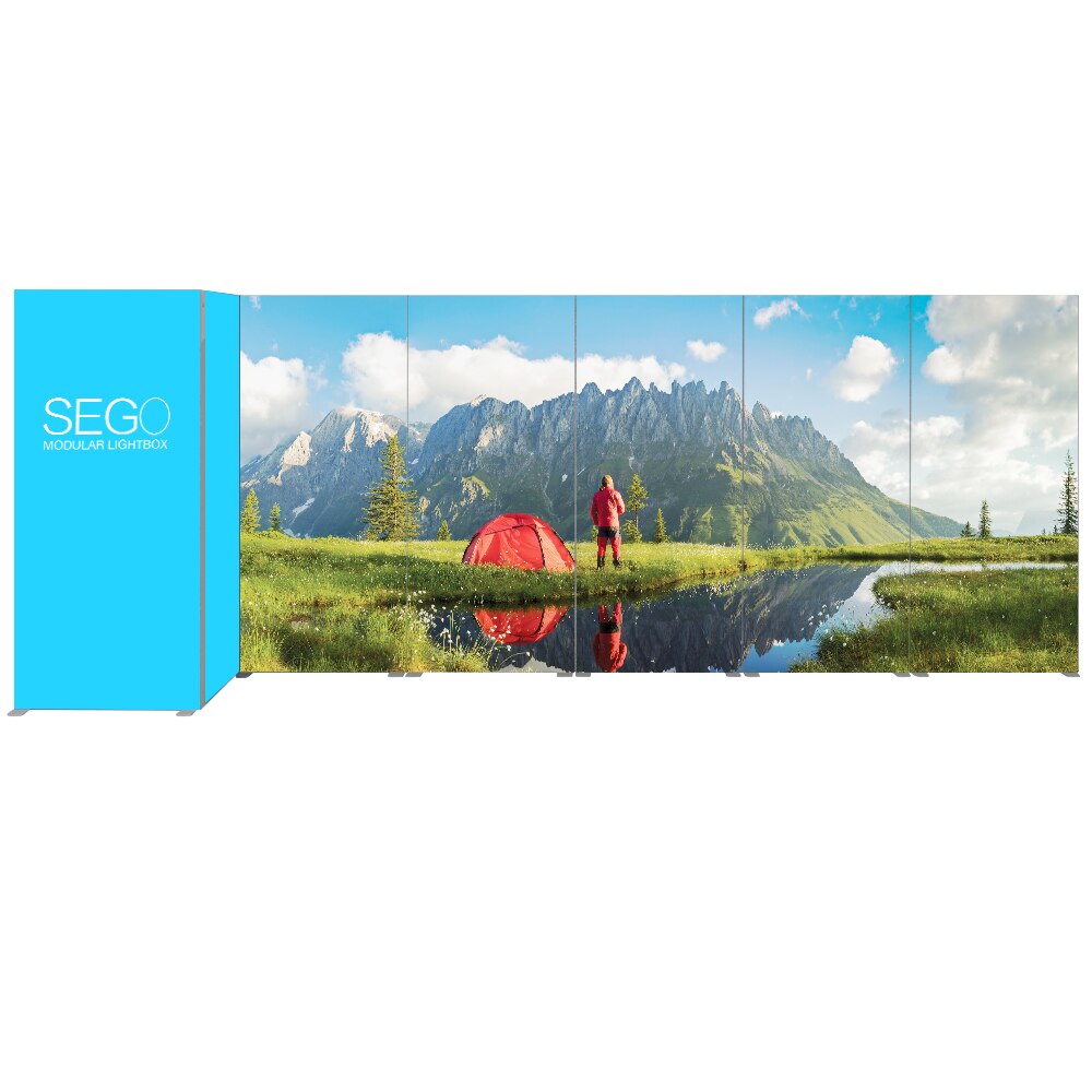 SEGO Configuration J 20x10 backlit lightbox booth, alternate view