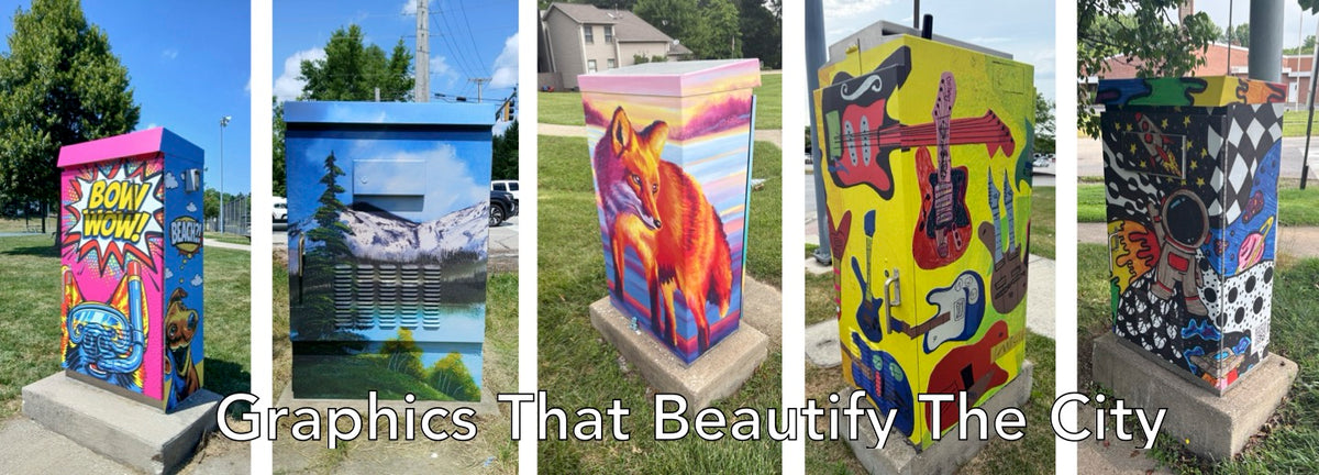 Traffic Signal Box Graphics printed on smooth surface stickers and installed in the city of Stow, OH