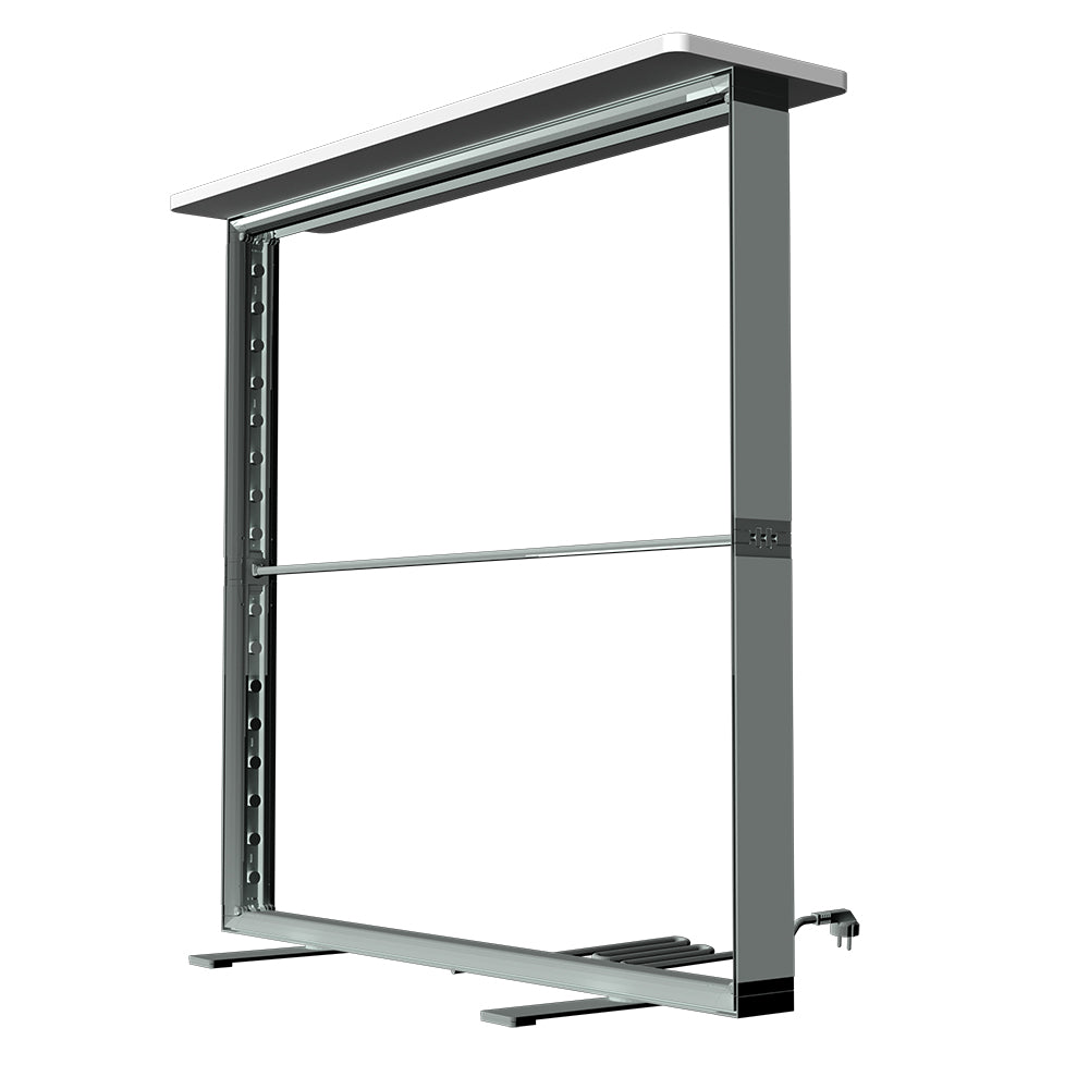 Internal look at the 80mm silver aluminum frame and integrated LED edge lighting for the counter.